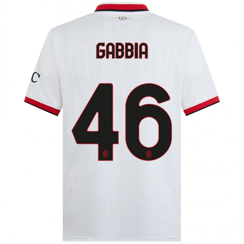 Criança Camisola Matteo Gabbia #46 Branco Preto Vermelho Alternativa 2024/25 Camisa Brasil