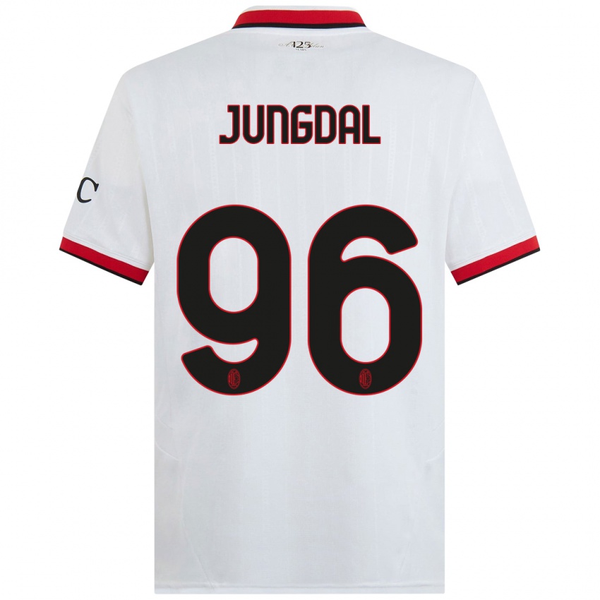 Criança Camisola Andreas Jungdal #96 Branco Preto Vermelho Alternativa 2024/25 Camisa Brasil