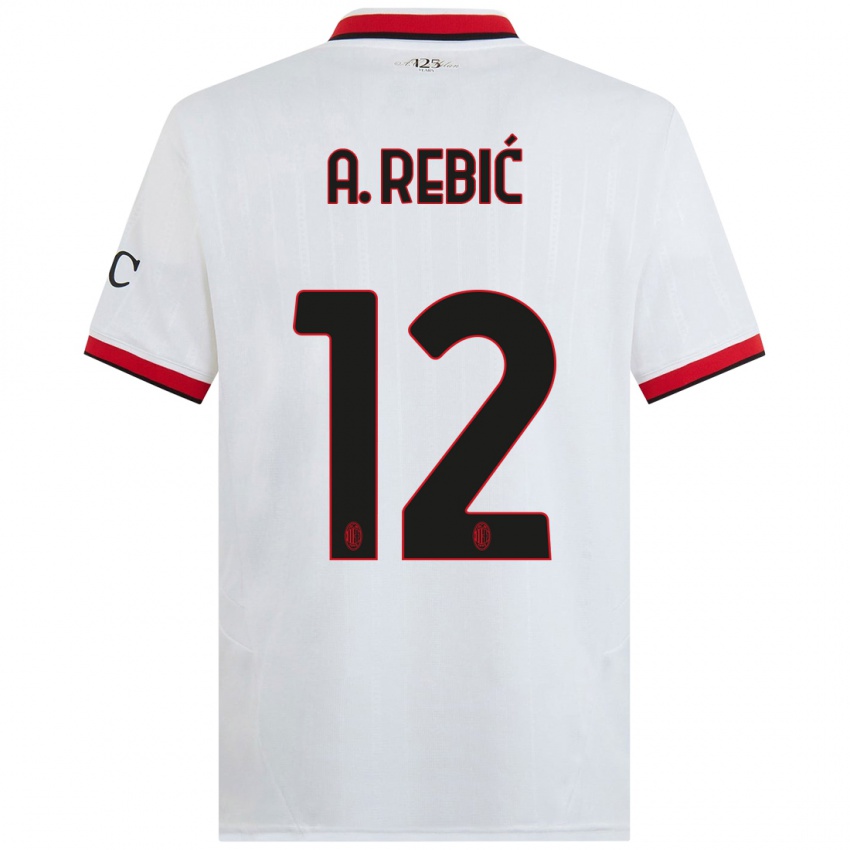 Criança Camisola Ante Rebic #12 Branco Preto Vermelho Alternativa 2024/25 Camisa Brasil