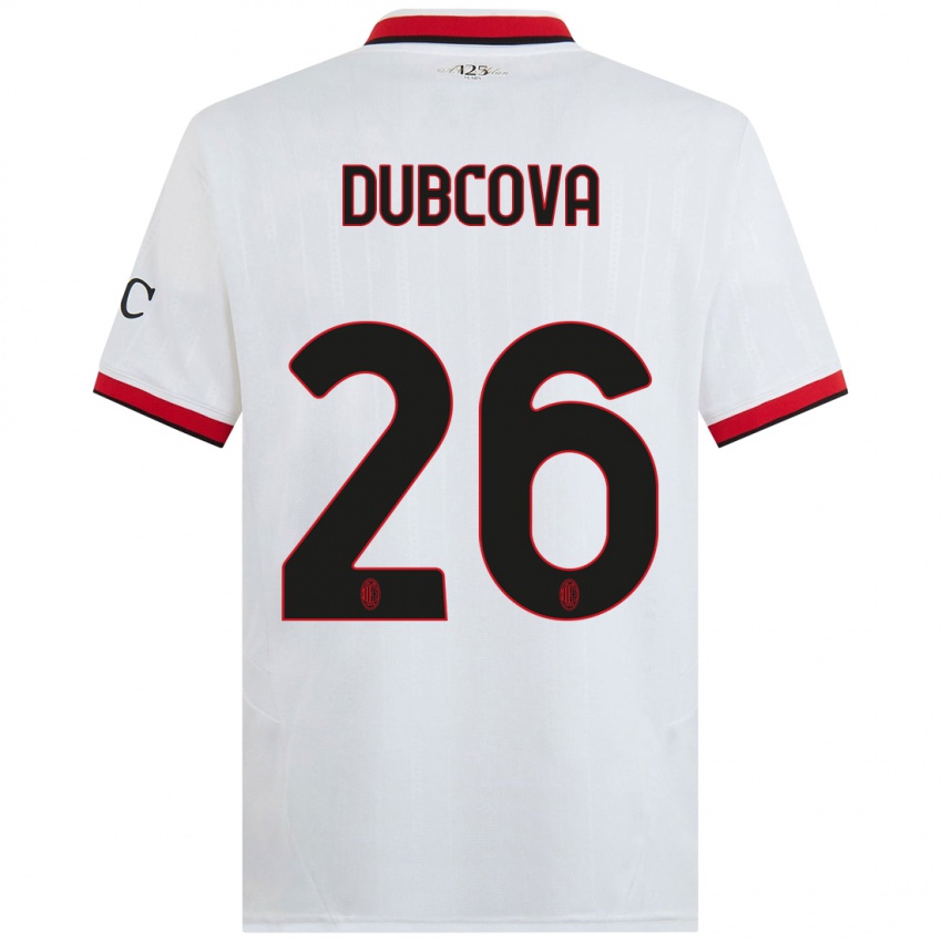 Criança Camisola Michaela Dubcova #26 Branco Preto Vermelho Alternativa 2024/25 Camisa Brasil