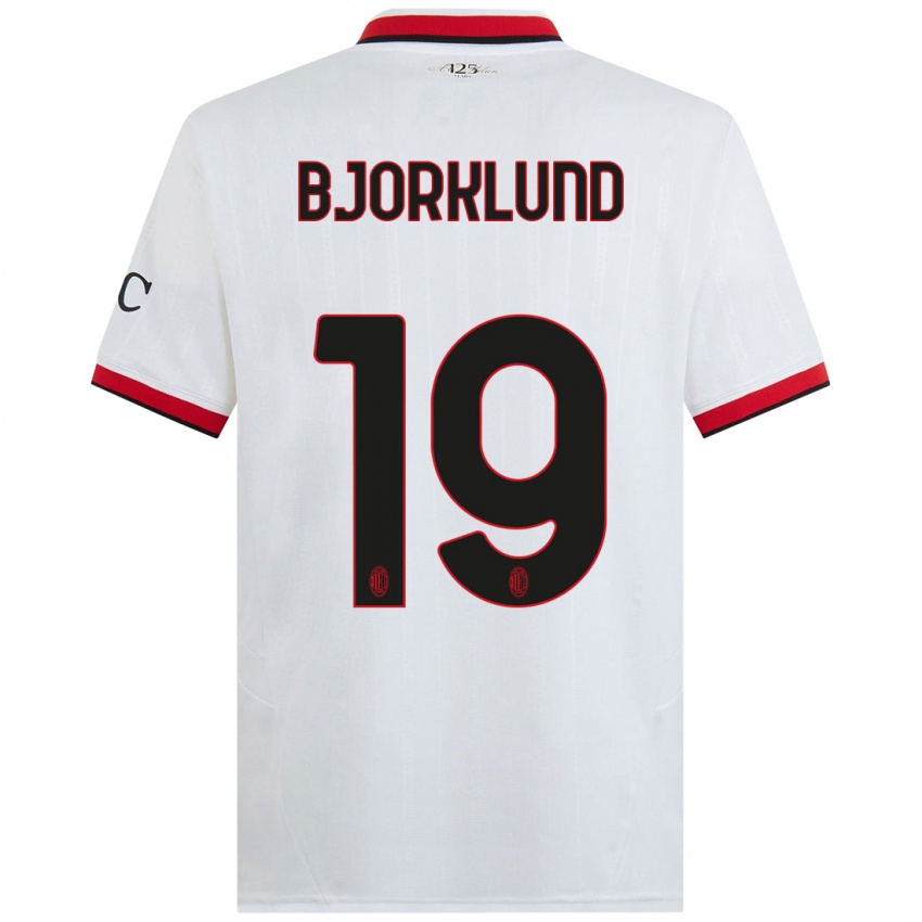 Criança Camisola Lukas Bjorklund #19 Branco Preto Vermelho Alternativa 2024/25 Camisa Brasil