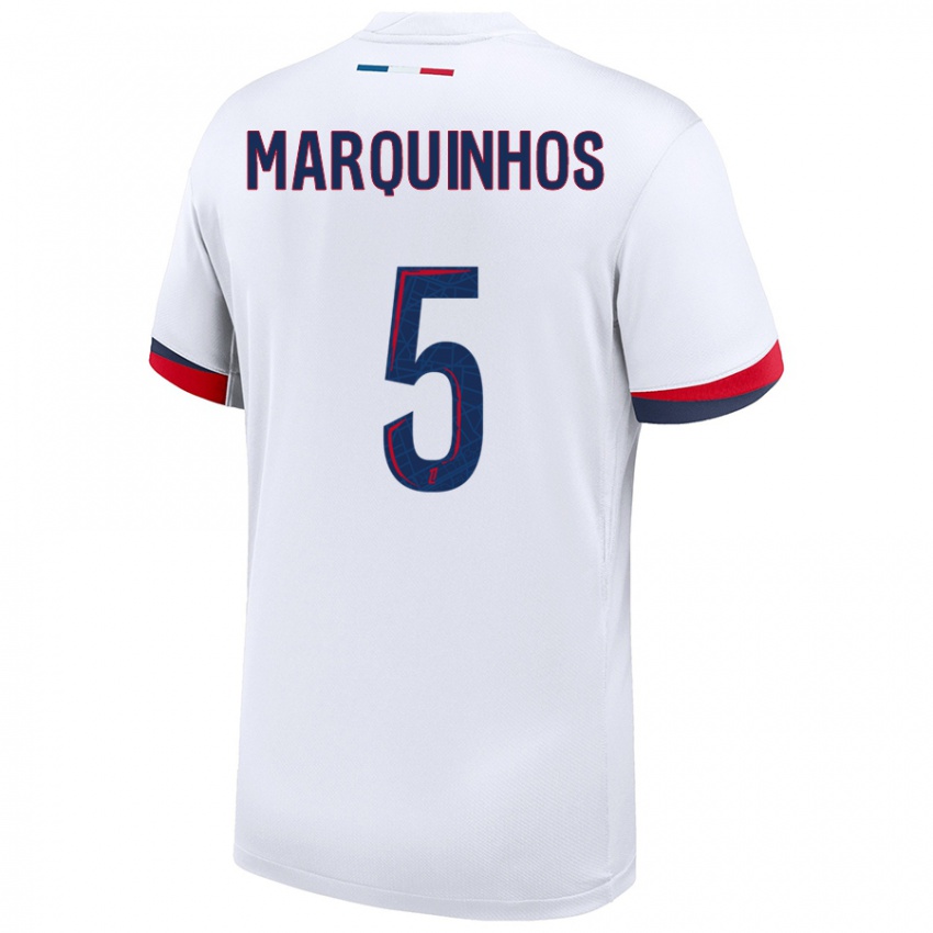 Criança Camisola Marquinhos #5 Azul Branco Vermelho Alternativa 2024/25 Camisa Brasil