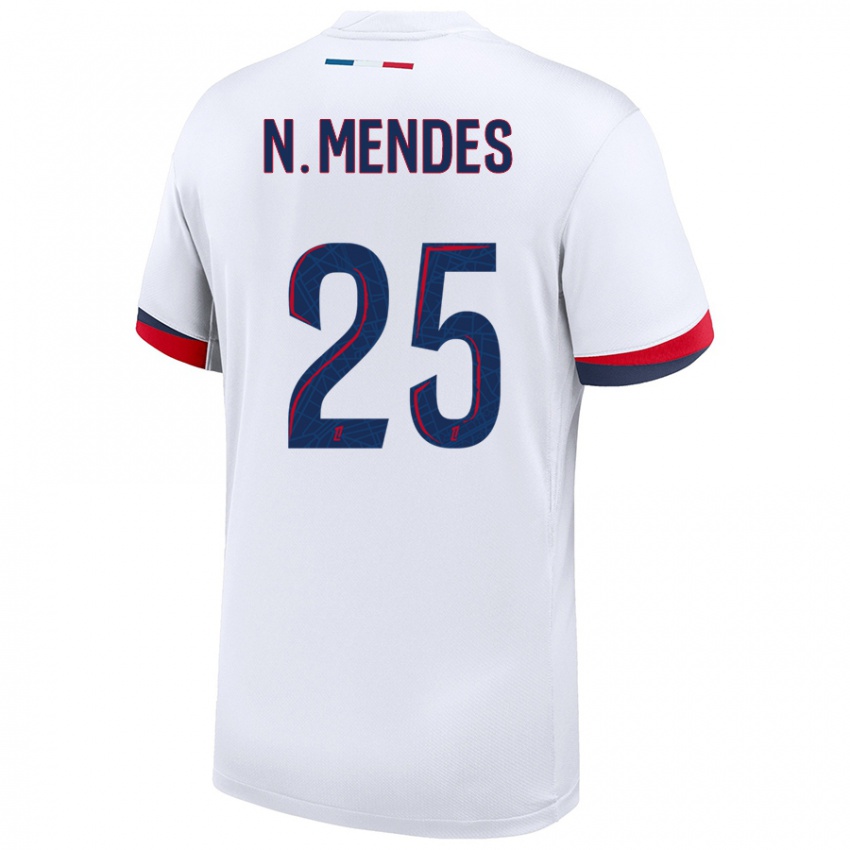 Criança Camisola Nuno Mendes #25 Azul Branco Vermelho Alternativa 2024/25 Camisa Brasil