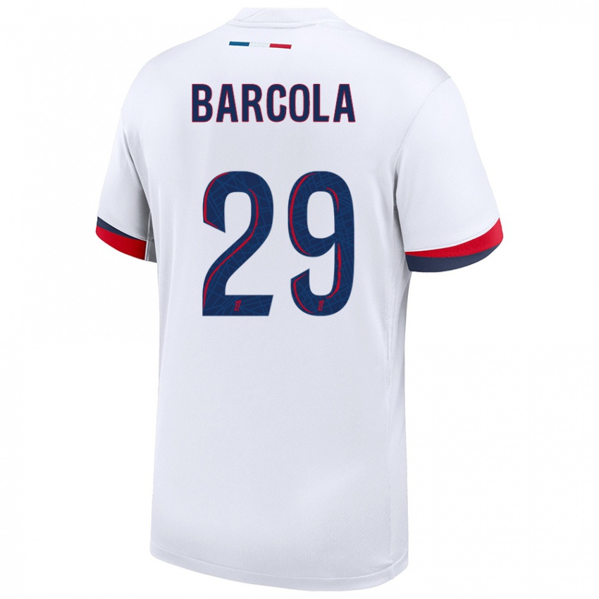 Criança Camisola Bradley Barcola #29 Azul Branco Vermelho Alternativa 2024/25 Camisa Brasil