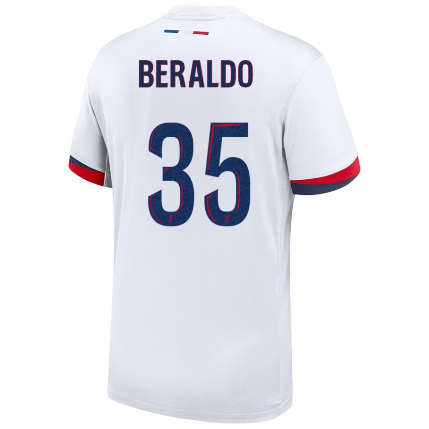 Criança Camisola Lucas Beraldo #35 Azul Branco Vermelho Alternativa 2024/25 Camisa Brasil