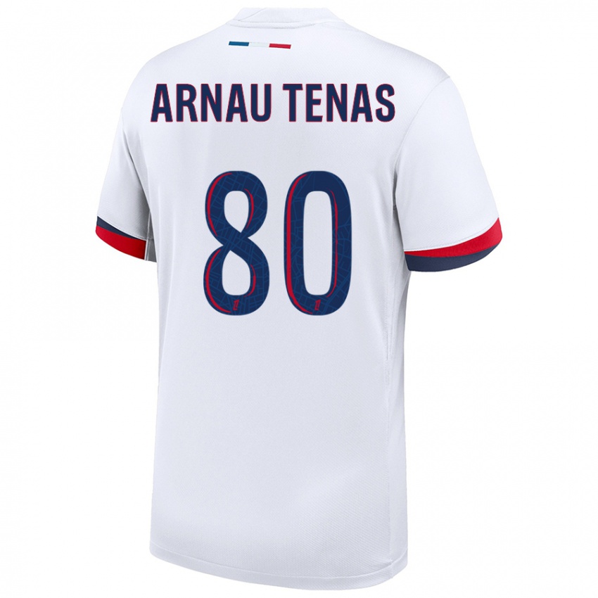 Criança Camisola Arnau Tenas #80 Azul Branco Vermelho Alternativa 2024/25 Camisa Brasil