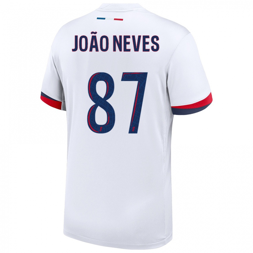 Criança Camisola João Neves #87 Azul Branco Vermelho Alternativa 2024/25 Camisa Brasil