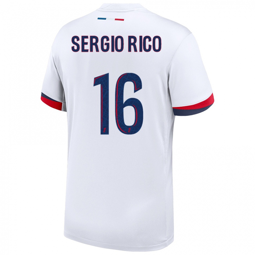 Criança Camisola Sergio Rico #16 Azul Branco Vermelho Alternativa 2024/25 Camisa Brasil