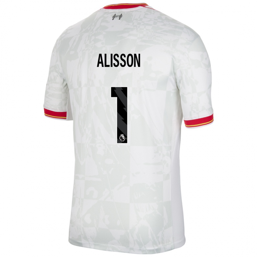 Criança Camisola Alisson #1 Branco Vermelho Preto Terceiro 2024/25 Camisa Brasil