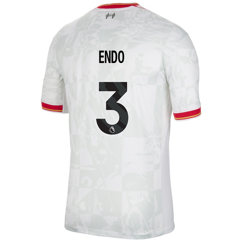 Criança Camisola Wataru Endo #3 Branco Vermelho Preto Terceiro 2024/25 Camisa Brasil