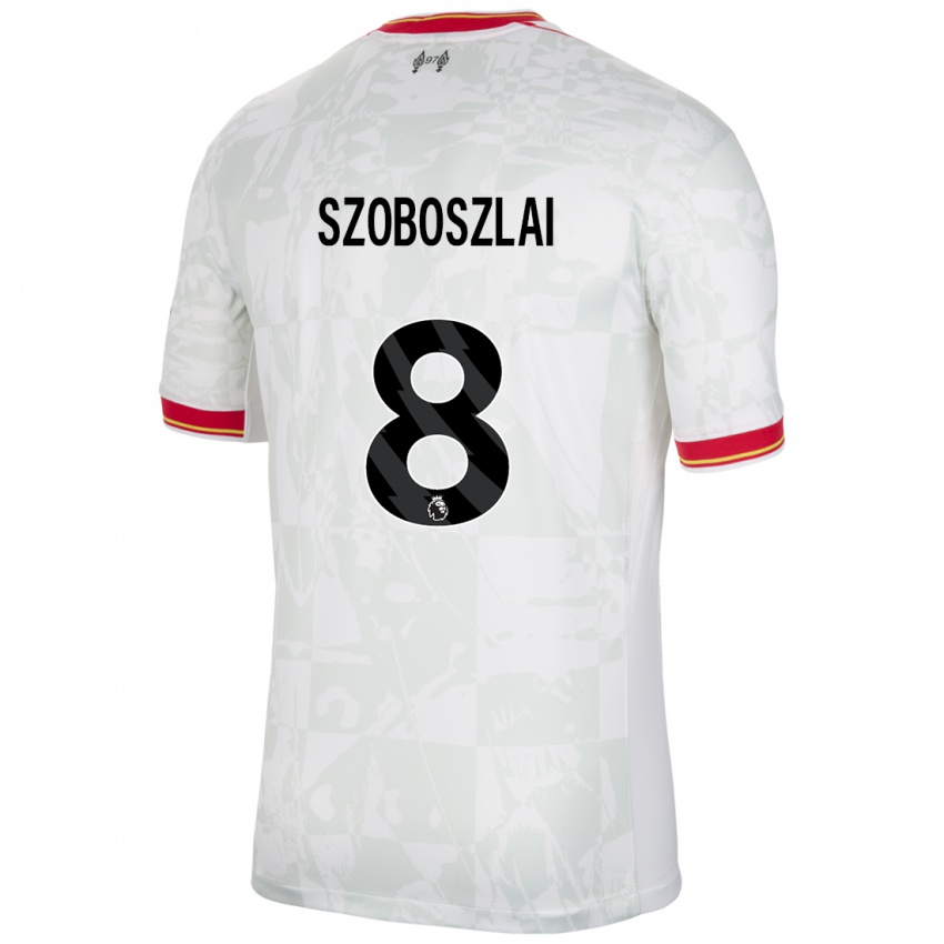 Criança Camisola Dominik Szoboszlai #8 Branco Vermelho Preto Terceiro 2024/25 Camisa Brasil