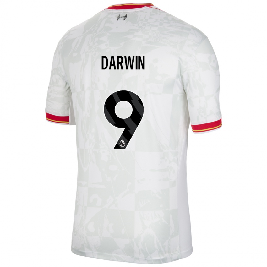 Criança Camisola Darwin Nunez #9 Branco Vermelho Preto Terceiro 2024/25 Camisa Brasil