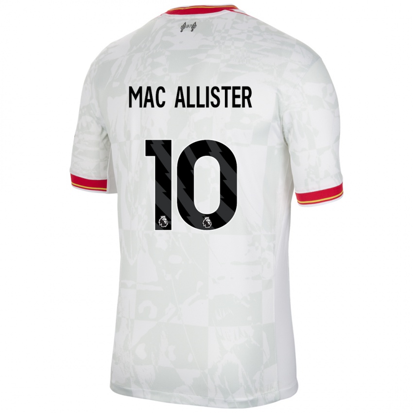 Criança Camisola Alexis Mac Allister #10 Branco Vermelho Preto Terceiro 2024/25 Camisa Brasil