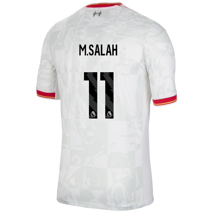 Criança Camisola Mohamed Salah #11 Branco Vermelho Preto Terceiro 2024/25 Camisa Brasil