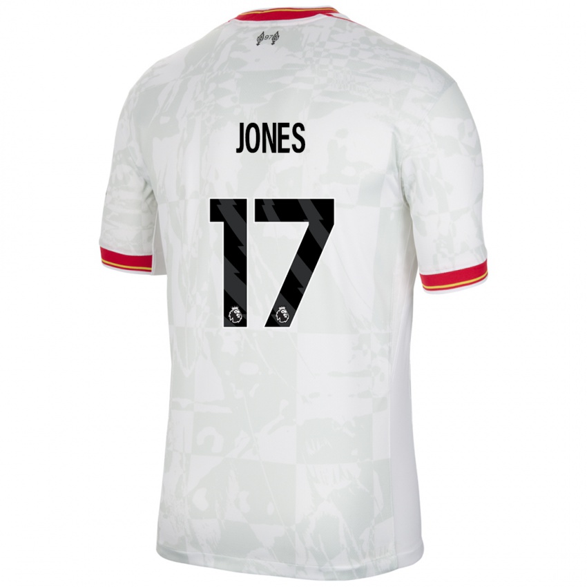 Criança Camisola Curtis Jones #17 Branco Vermelho Preto Terceiro 2024/25 Camisa Brasil