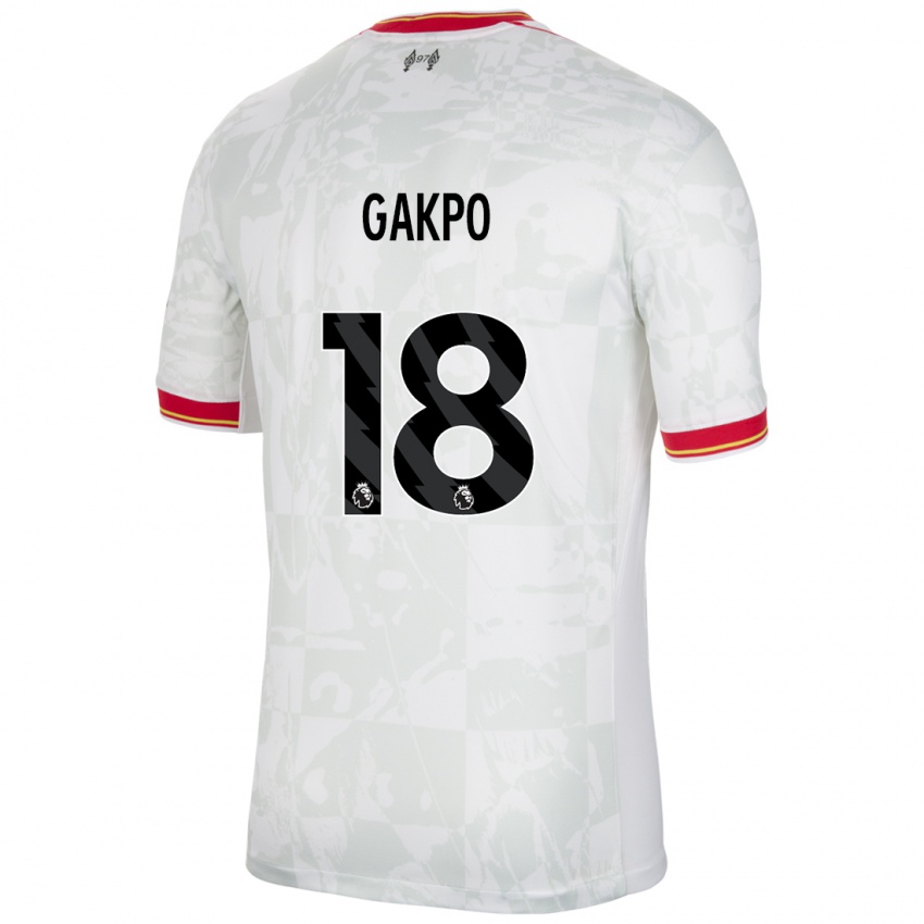 Criança Camisola Cody Gakpo #18 Branco Vermelho Preto Terceiro 2024/25 Camisa Brasil