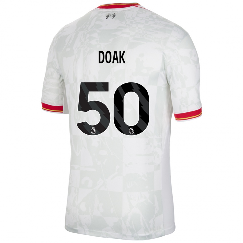 Criança Camisola Ben Doak #50 Branco Vermelho Preto Terceiro 2024/25 Camisa Brasil