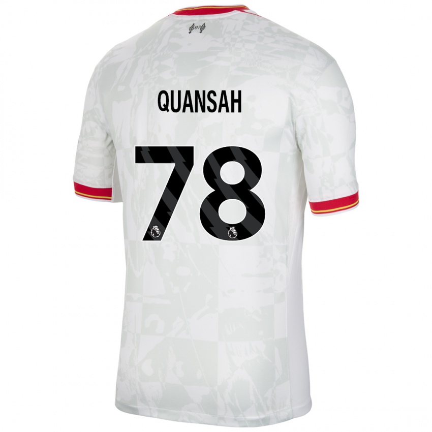 Criança Camisola Jarell Quansah #78 Branco Vermelho Preto Terceiro 2024/25 Camisa Brasil