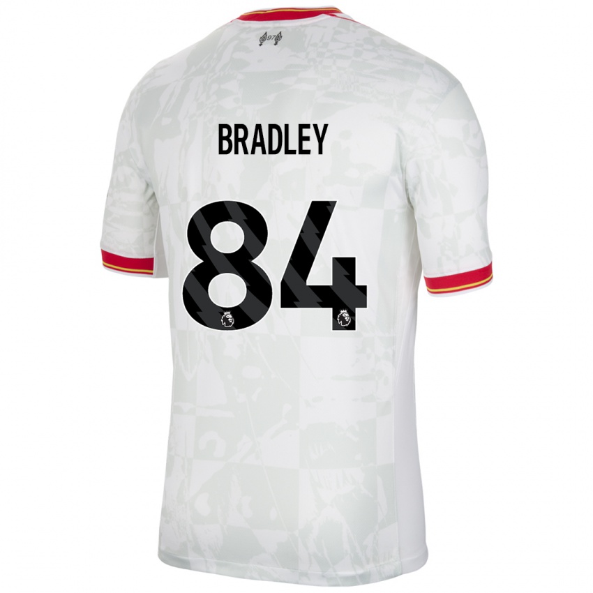 Criança Camisola Conor Bradley #84 Branco Vermelho Preto Terceiro 2024/25 Camisa Brasil