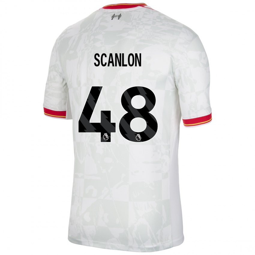 Criança Camisola Calum Scanlon #48 Branco Vermelho Preto Terceiro 2024/25 Camisa Brasil