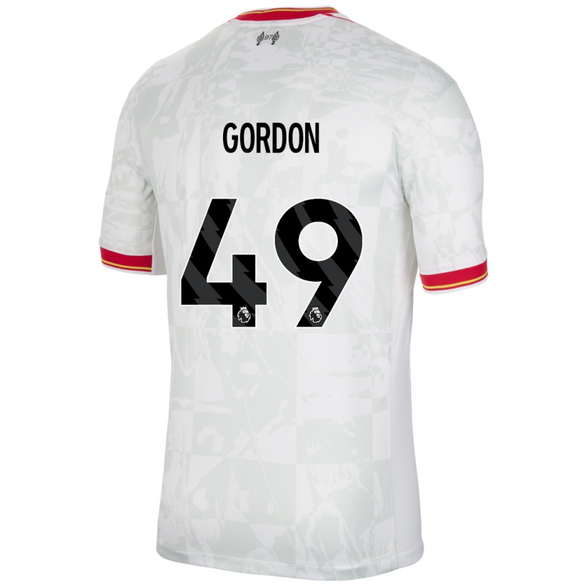 Criança Camisola Kaide Gordon #49 Branco Vermelho Preto Terceiro 2024/25 Camisa Brasil