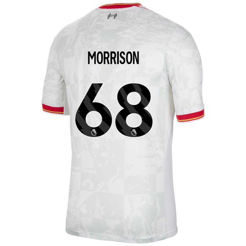 Criança Camisola Kieran Morrison #68 Branco Vermelho Preto Terceiro 2024/25 Camisa Brasil