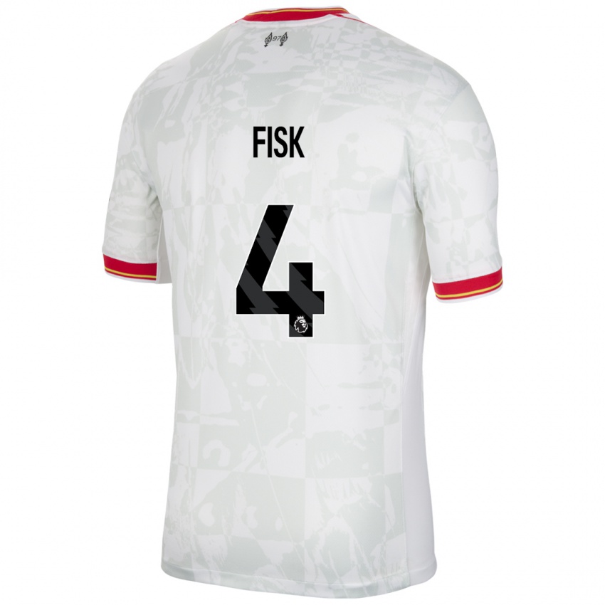 Criança Camisola Grace Fisk #4 Branco Vermelho Preto Terceiro 2024/25 Camisa Brasil