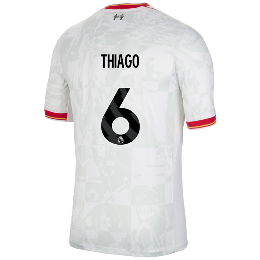 Criança Camisola Thiago #6 Branco Vermelho Preto Terceiro 2024/25 Camisa Brasil