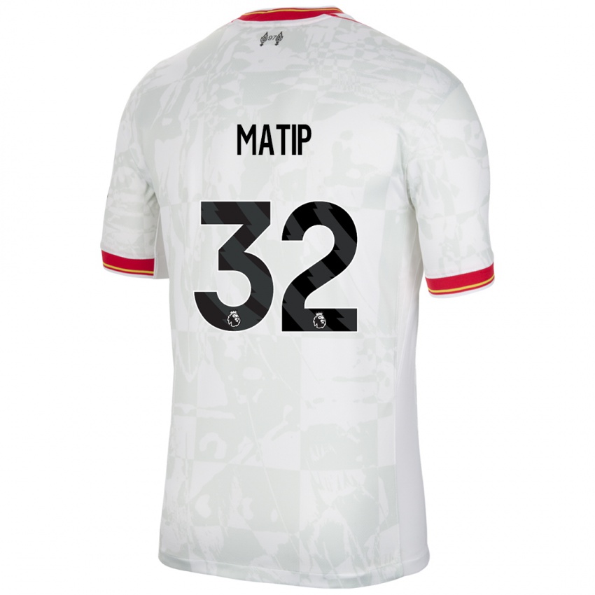 Criança Camisola Joel Matip #32 Branco Vermelho Preto Terceiro 2024/25 Camisa Brasil