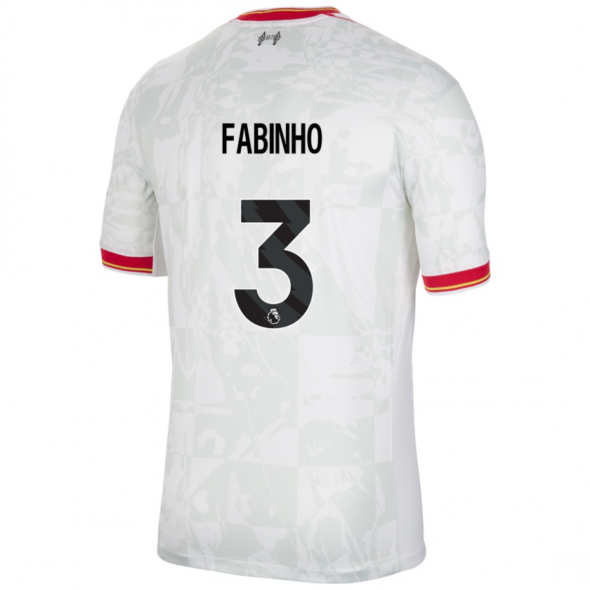 Criança Camisola Fabinho #3 Branco Vermelho Preto Terceiro 2024/25 Camisa Brasil