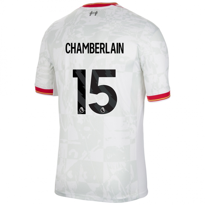 Criança Camisola Alex Oxlade Chamberlain #15 Branco Vermelho Preto Terceiro 2024/25 Camisa Brasil