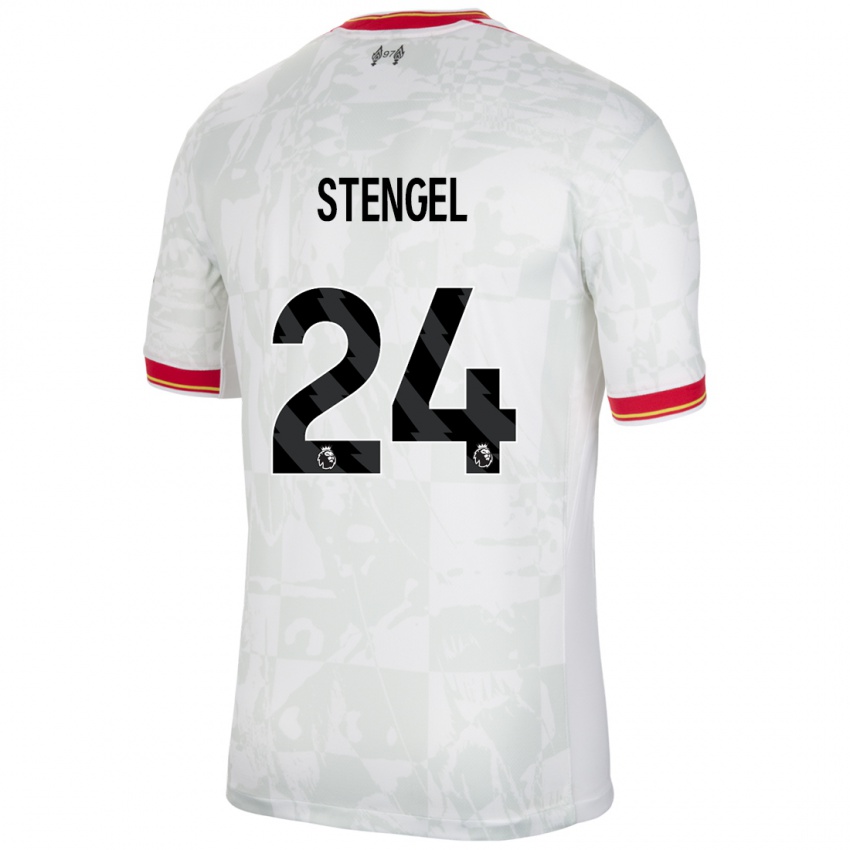 Criança Camisola Katie Stengel #24 Branco Vermelho Preto Terceiro 2024/25 Camisa Brasil