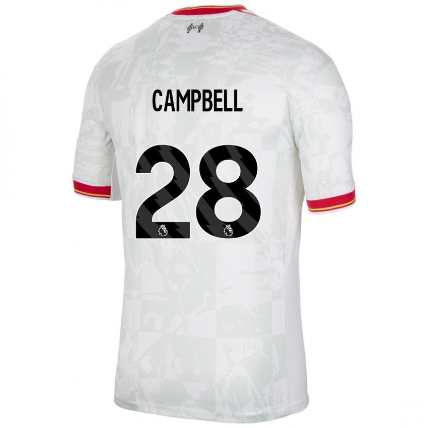 Criança Camisola Megan Campbell #28 Branco Vermelho Preto Terceiro 2024/25 Camisa Brasil