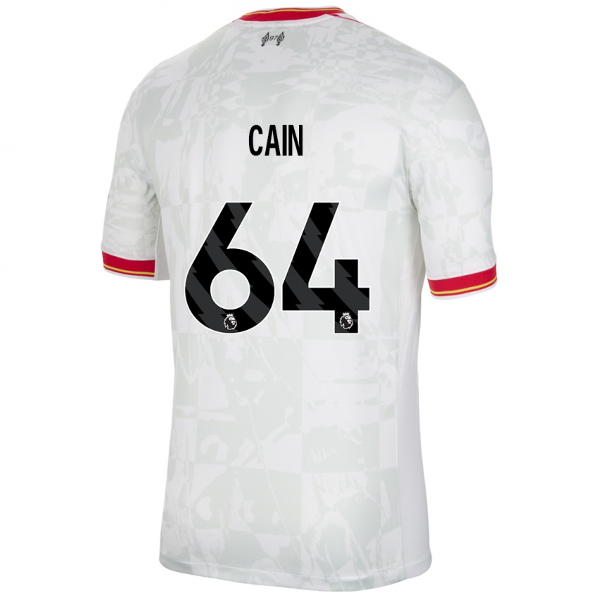 Criança Camisola Jake Cain #64 Branco Vermelho Preto Terceiro 2024/25 Camisa Brasil