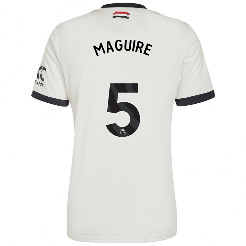 Criança Camisola Harry Maguire #5 Off White Terceiro 2024/25 Camisa Brasil