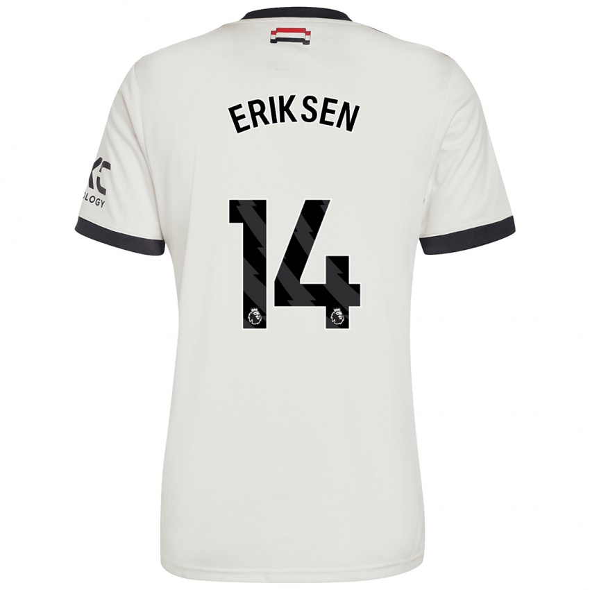 Criança Camisola Christian Eriksen #14 Off White Terceiro 2024/25 Camisa Brasil