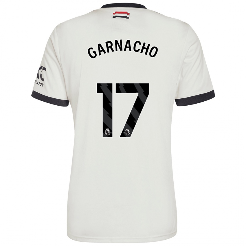 Criança Camisola Alejandro Garnacho #17 Off White Terceiro 2024/25 Camisa Brasil