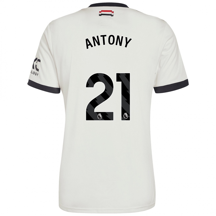 Criança Camisola Antony #21 Off White Terceiro 2024/25 Camisa Brasil