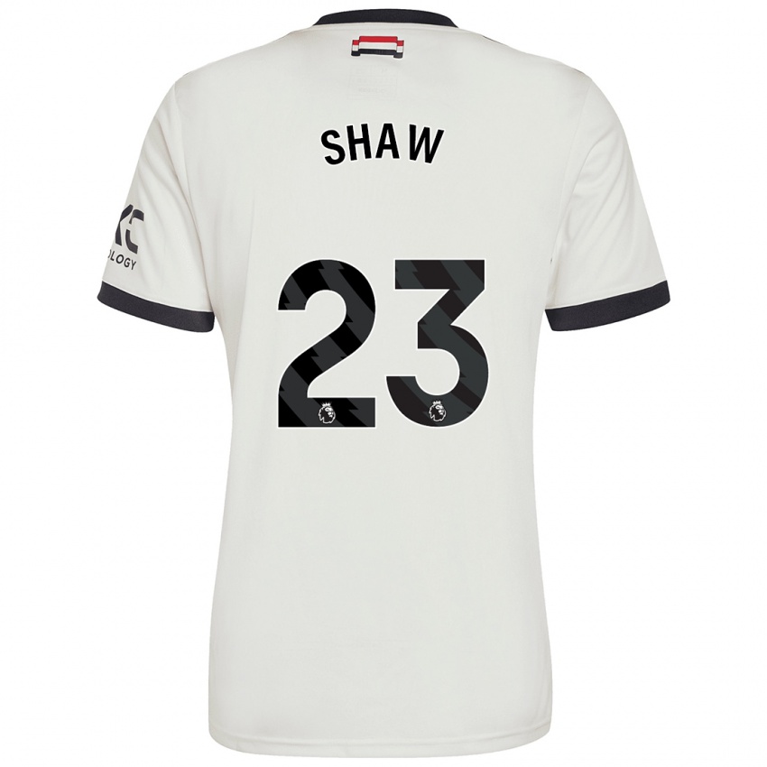 Criança Camisola Luke Shaw #23 Off White Terceiro 2024/25 Camisa Brasil