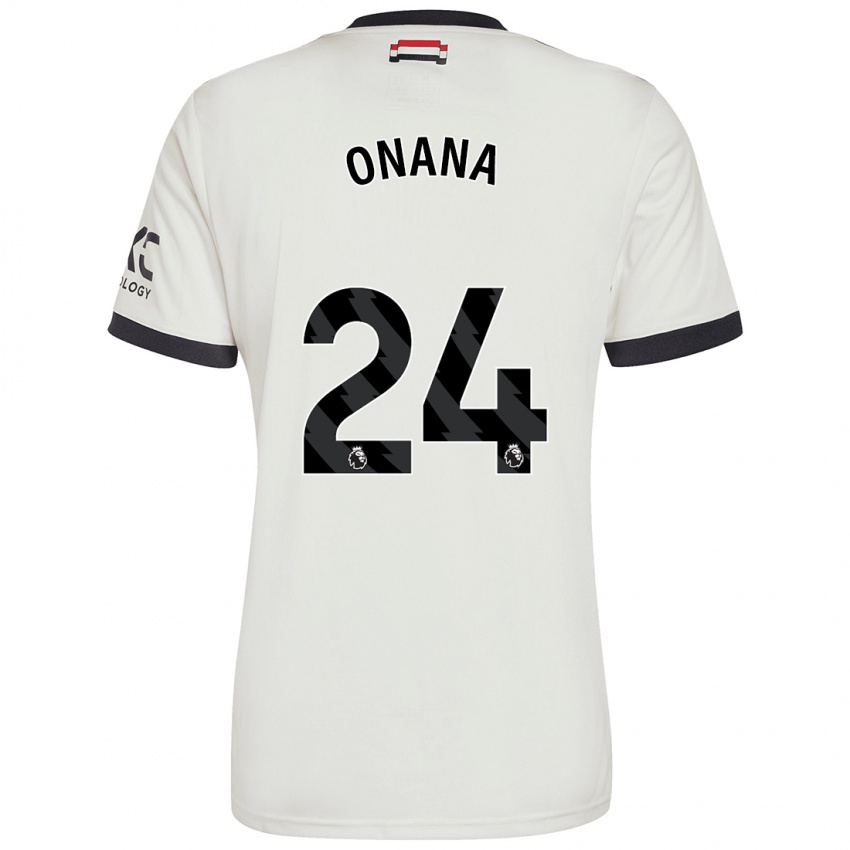 Criança Camisola André Onana #24 Off White Terceiro 2024/25 Camisa Brasil