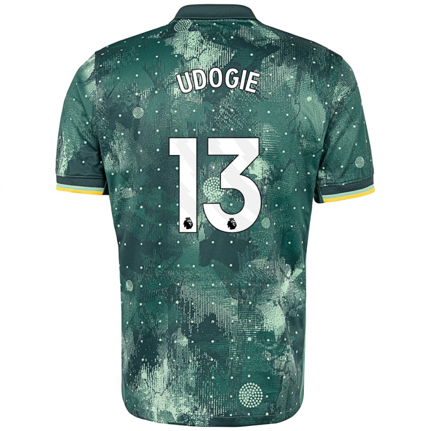 Criança Camisola Destiny Udogie #13 Verde Menta Terceiro 2024/25 Camisa Brasil