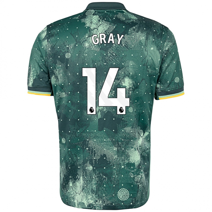 Criança Camisola Archie Gray #14 Verde Menta Terceiro 2024/25 Camisa Brasil