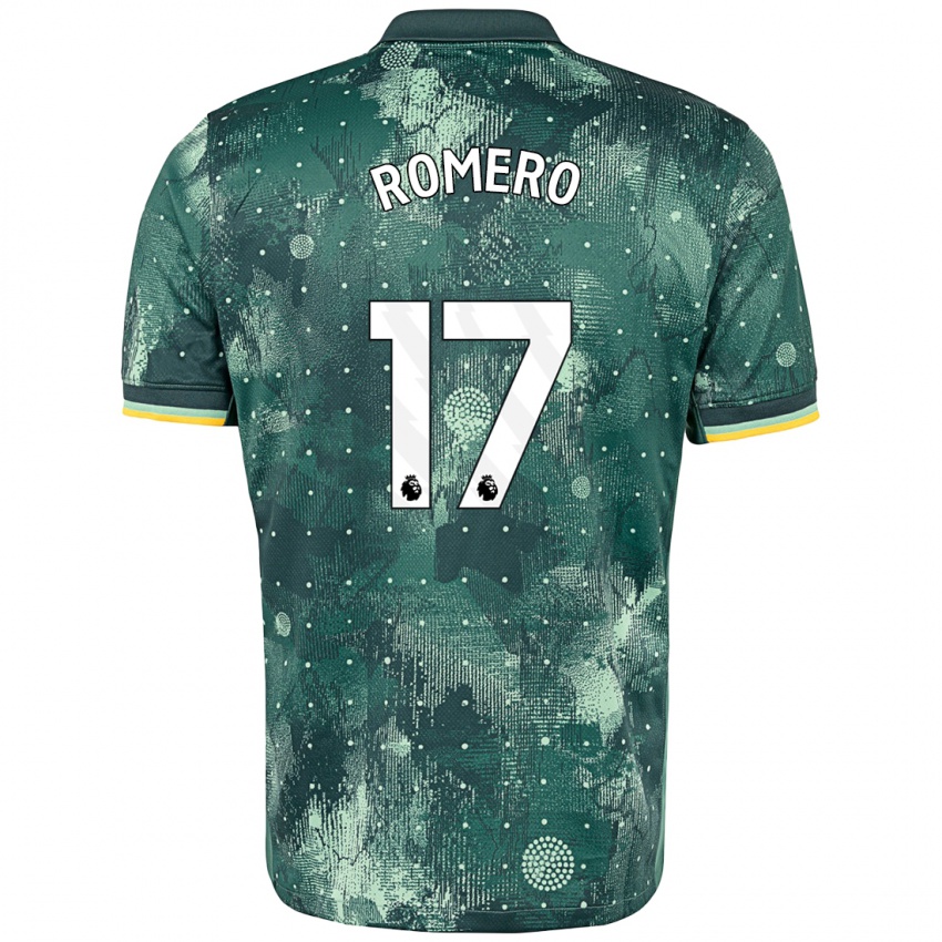 Criança Camisola Cristian Romero #17 Verde Menta Terceiro 2024/25 Camisa Brasil