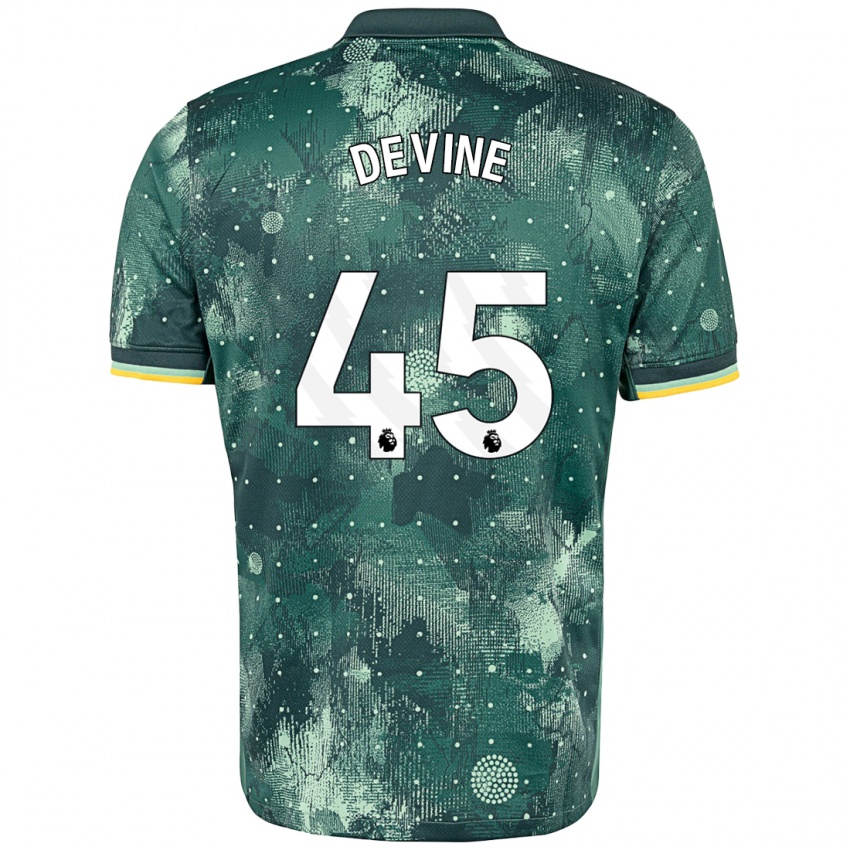 Criança Camisola Alfie Devine #45 Verde Menta Terceiro 2024/25 Camisa Brasil