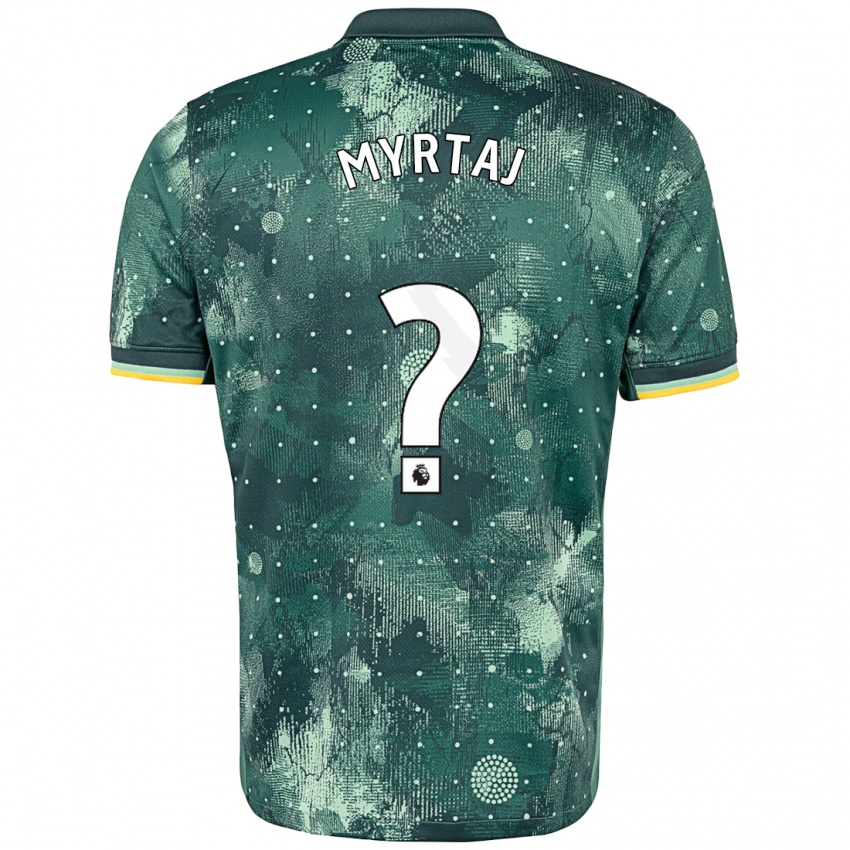 Criança Camisola Leon Myrtaj #0 Verde Menta Terceiro 2024/25 Camisa Brasil