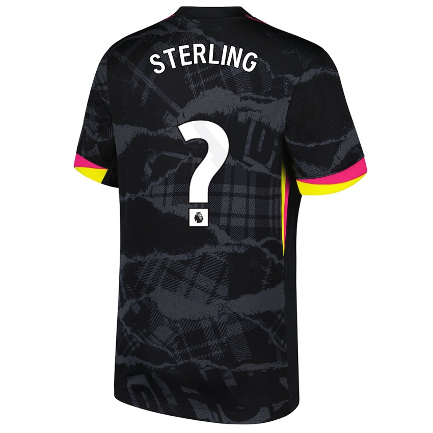 Criança Camisola Raheem Sterling #0 Rosa Preto Terceiro 2024/25 Camisa Brasil