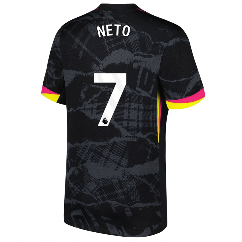 Criança Camisola Pedro Neto #7 Rosa Preto Terceiro 2024/25 Camisa Brasil