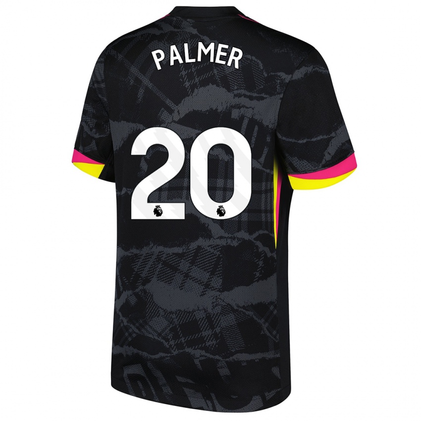 Criança Camisola Cole Palmer #20 Rosa Preto Terceiro 2024/25 Camisa Brasil