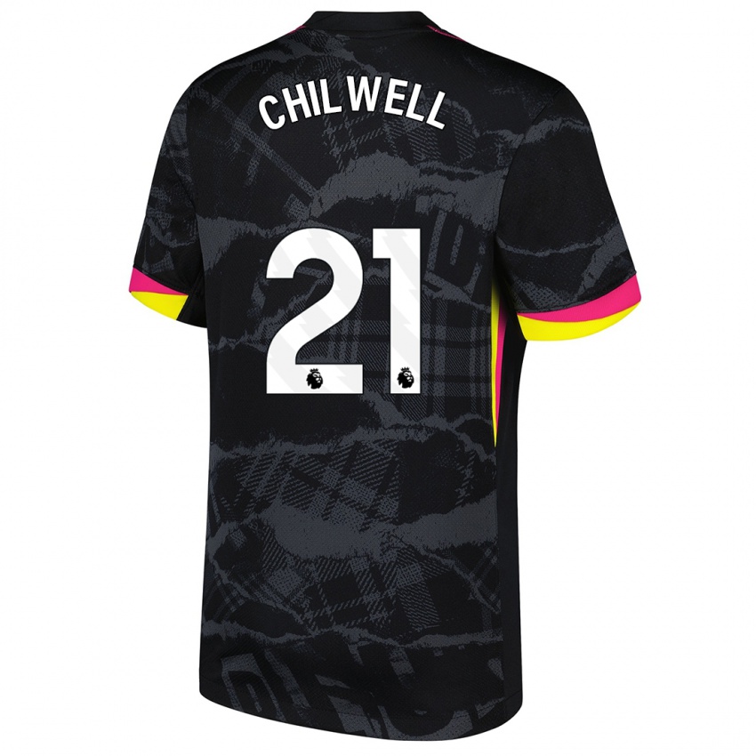 Criança Camisola Ben Chilwell #21 Rosa Preto Terceiro 2024/25 Camisa Brasil