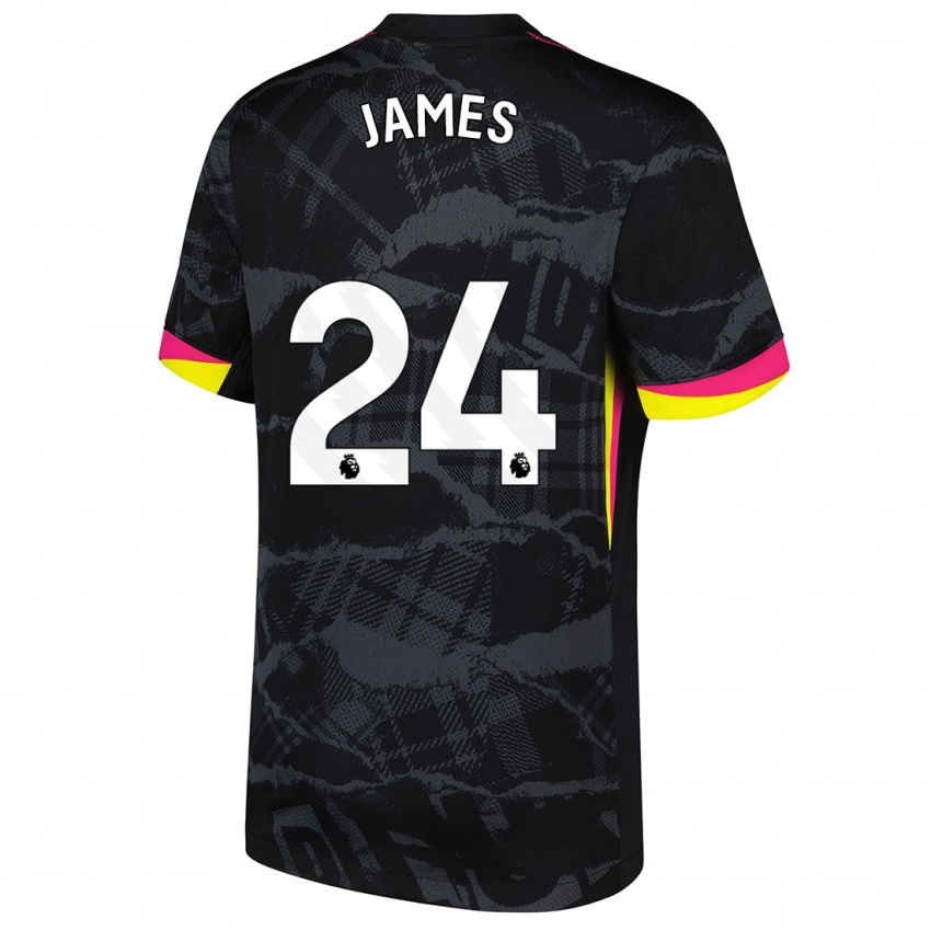 Criança Camisola Reece James #24 Rosa Preto Terceiro 2024/25 Camisa Brasil